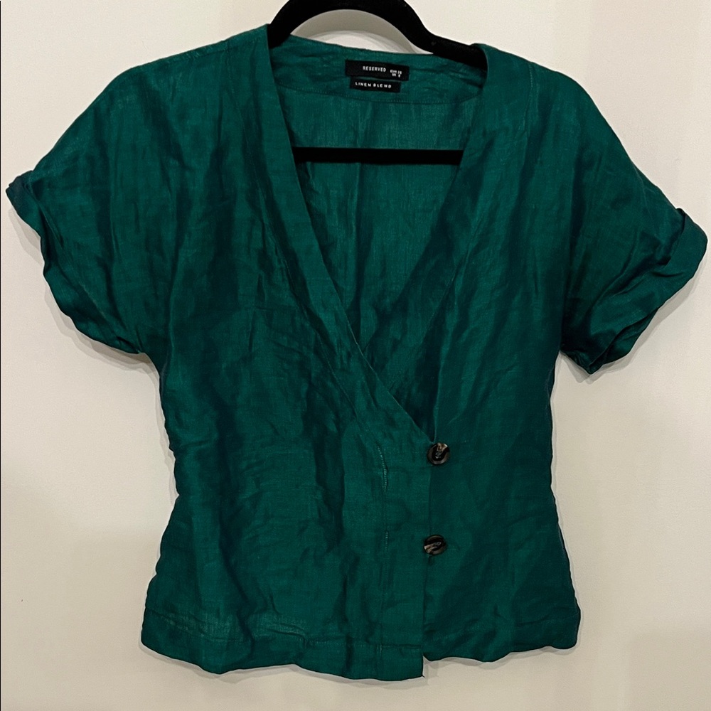 Reserved Emerald Green Linen Blouse